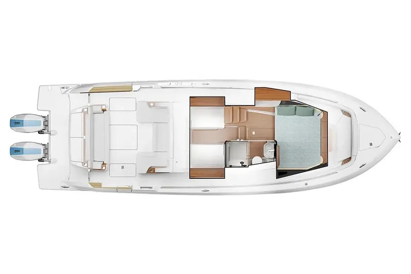 Slide: The Image of Manufacturer Provided Image: Top view of 2026 Tiara Yachts 39 LS, showcasing spacious interior layout and twin engines. - 19