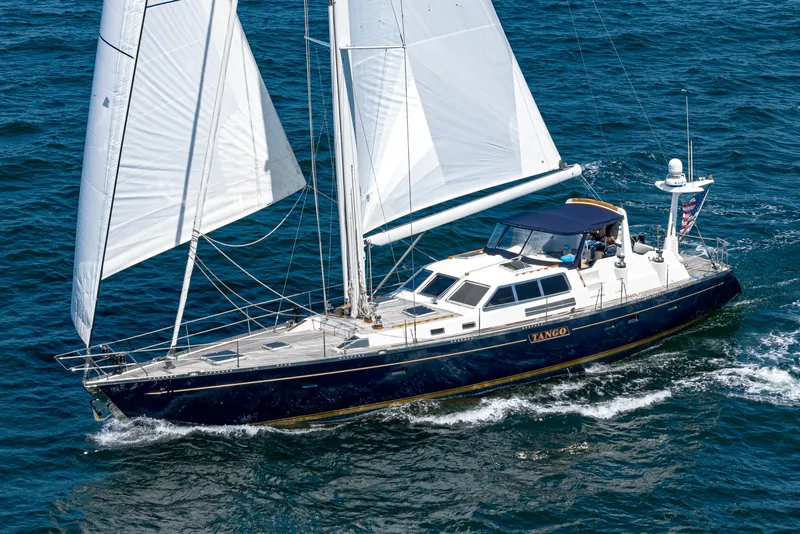 The Image of Philbrook's 69' Custom PH Sailing Sloop, 1999, sailing on open water. - 1