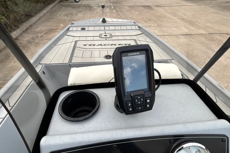 Slide: The Image of 2027 Tracker Bass Tracker Classic CC boat with Garmin GPS on deck. - 17