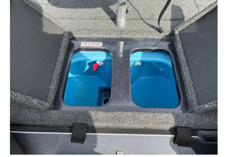 Slide: The Image of Livewell compartments in a 2027 Nitro Z18 XL Pro boat, featuring pump-out feature. - 15