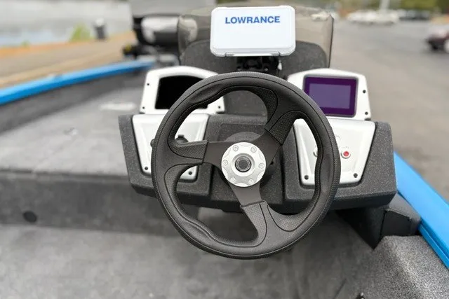 Slide: The Image of Steering console of 2027 Tracker Pro Team 175 Crappie Edition boat with Lowrance electronics. - 24