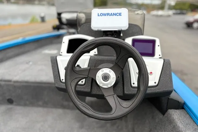 Slide: The Image of 2027 Tracker Pro Team 175 Crappie Edition boat dashboard with Lowrance electronics. - 25