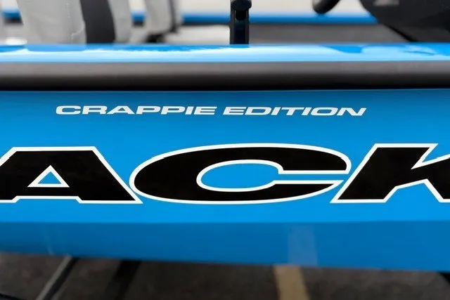 Slide: The Image of 2027 Tracker Pro Team 175 Crappie Edition boat, blue with bold lettering. - 15