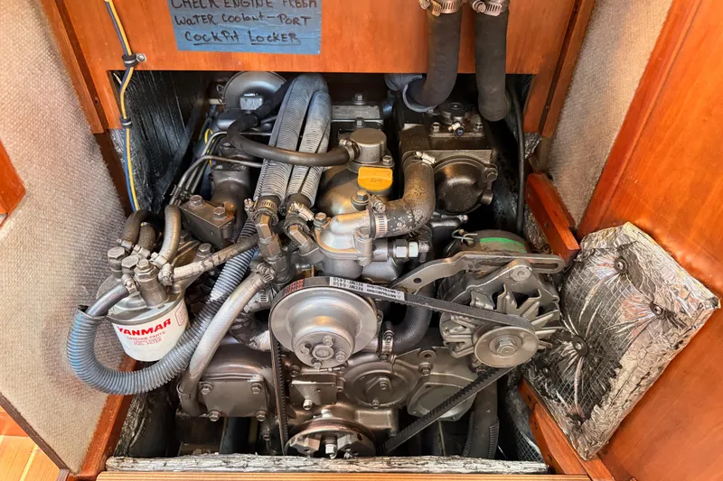 Slide: The Image of Engine compartment of a 2002 Sabre 362 sailboat with Yanmar components. - 87