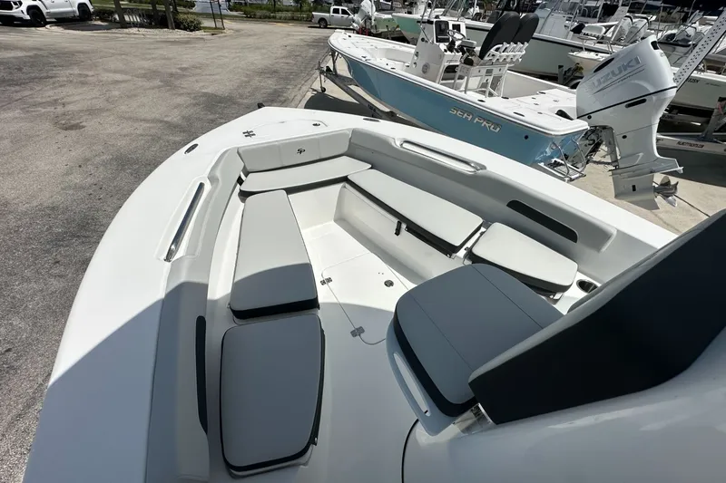 Slide: The Image of 2026 Sea Pro 202 Center Console boat with spacious seating and modern design. - 3
