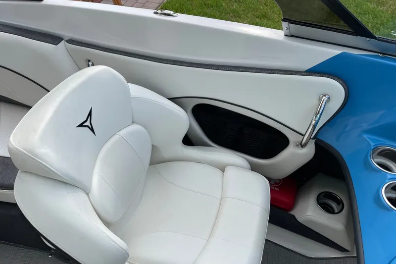 Slide: The Image of Interior of 2021 Campion Allante 180 boat with white seating and blue accents. - 6