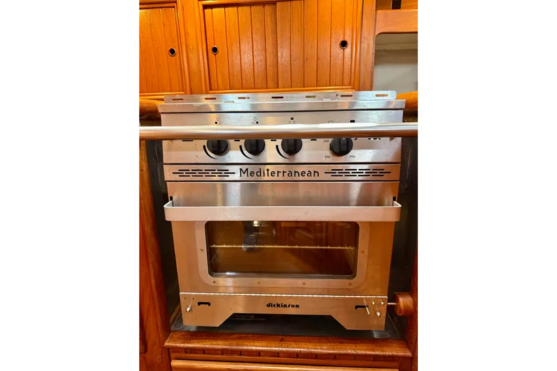 Slide: The Image of Stainless steel Mediterranean stove in 1977 Hans Christian Ketch yacht kitchen. - 31