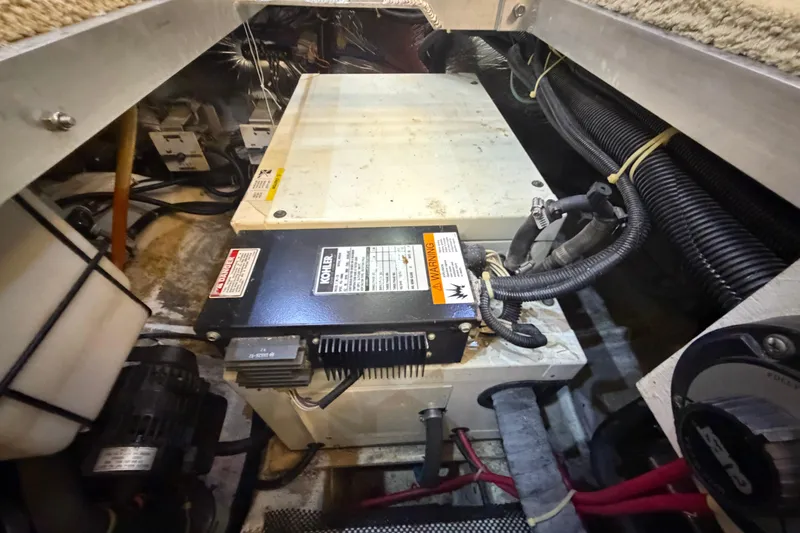 Slide: The Image of Engine compartment of 2000 Carver 356 Aft Cabin Motor Yacht with Kohler generator. - 40