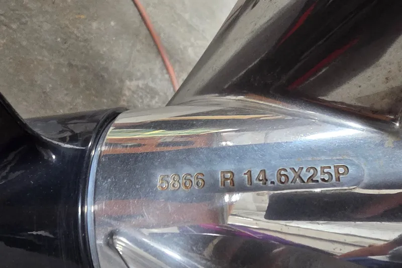 Slide: The Image of Close-up of a Hornet Marine 17 propeller with engraved specifications. - 34