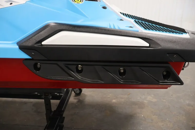 Slide: The Image of 2027 Yamaha WaveRunner JetBlaster DLX 3-Up side view, showcasing sleek design details. - 18