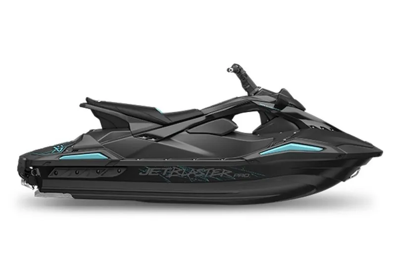 The Image of 2026 Yamaha WaveRunner JetBlaster PRO 3-Up, sleek black design with blue accents. - 0