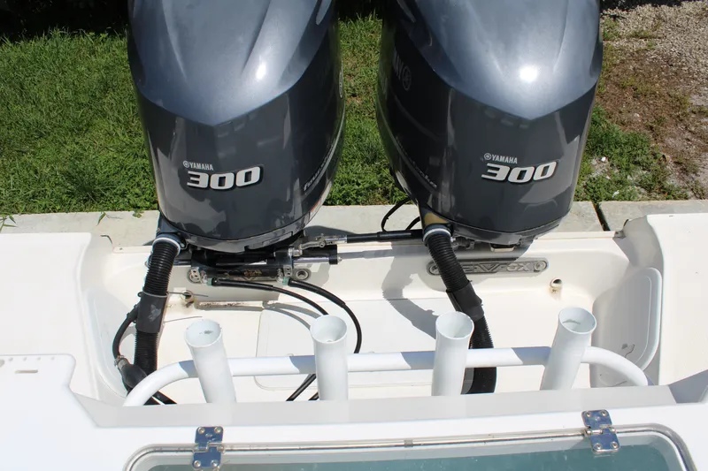 Slide: The Image of Twin Yamaha 300 engines on a 2016 Sea Fox 288 Commander boat. - 36
