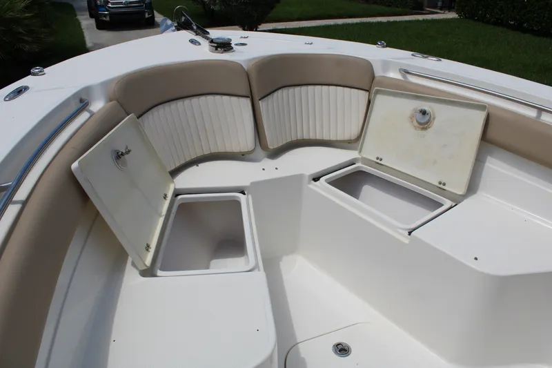 Slide: The Image of 2016 Sea Fox 288 Commander boat interior with open storage compartments. - 9