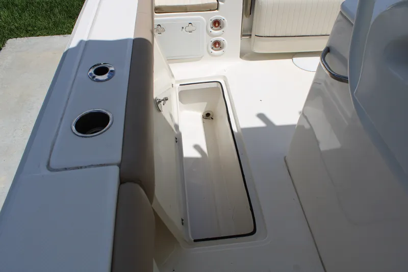 Slide: The Image of 2016 Sea Fox 288 Commander boat interior with open storage compartment. - 34