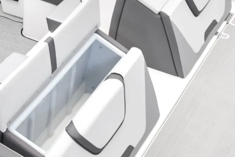 Slide: The Image of 2027 Yamaha Boats SX220 interior storage compartment with sleek, modern design. - 7