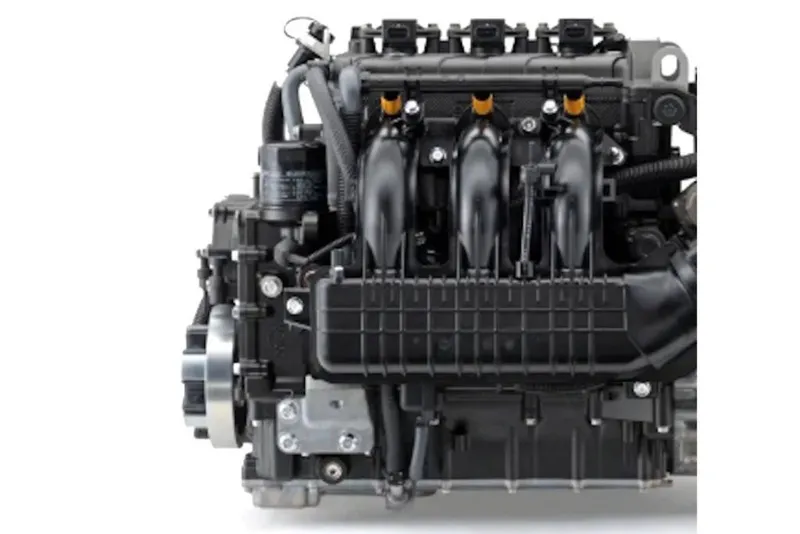 Slide: The Image of Engine of 2027 Yamaha Boats 220 AR, showcasing intricate mechanical components. - 6