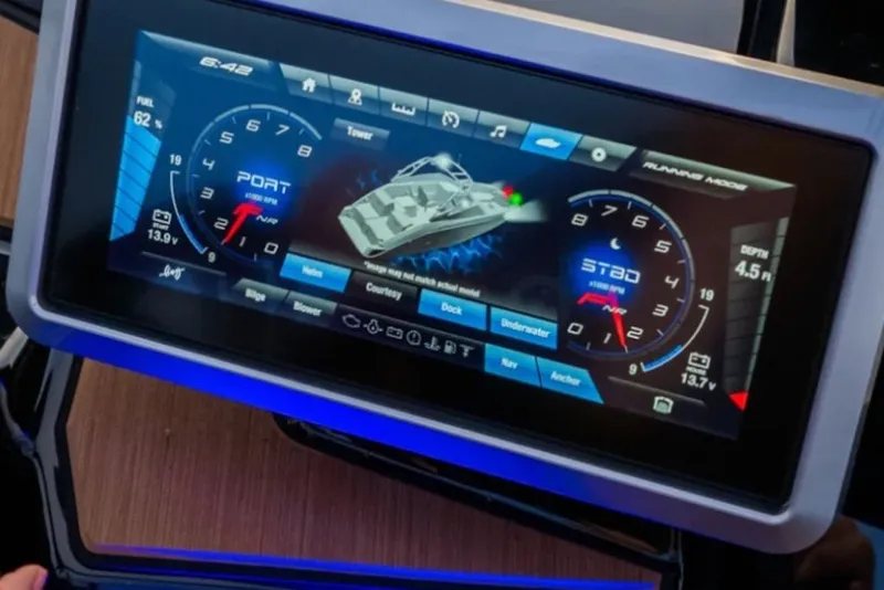 Slide: The Image of Touchscreen display of 2026 Yamaha Boats 222SE showing navigation and system controls. - 3