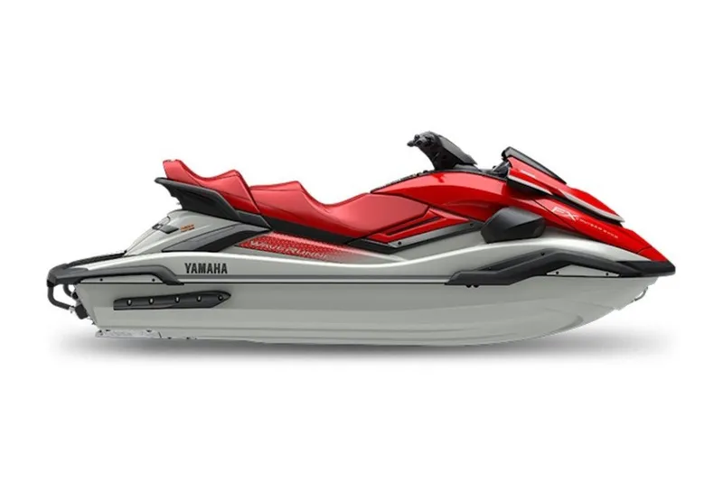 The Image of 2027 Yamaha WaveRunner FX Cruiser SHO in red and white, side view. - 1