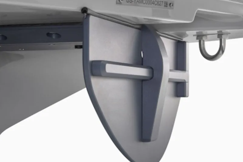 Slide: The Image of Close-up of 2026 Yamaha Boats 222XE rudder detail, showcasing sleek design and craftsmanship. - 10