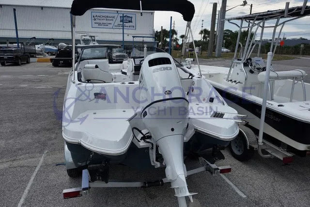 Slide: The Image of A modern 2027 Stingray 22DC on a trailer at a yacht basin. - 8