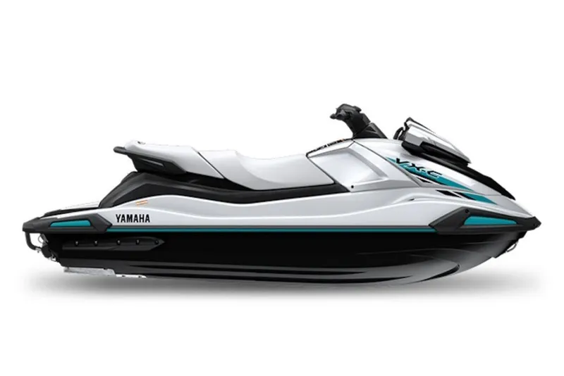 The Image of 2027 Yamaha Boats VX-C jet ski, sleek white and black design with turquoise accents. - 0