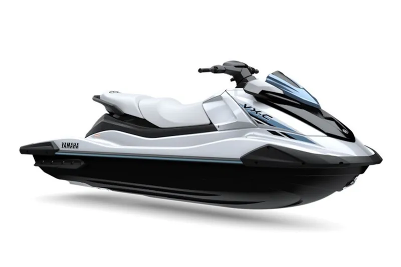 Slide: The Image of 2027 Yamaha Boats VX-C jet ski, sleek white and black design, side view. - 6