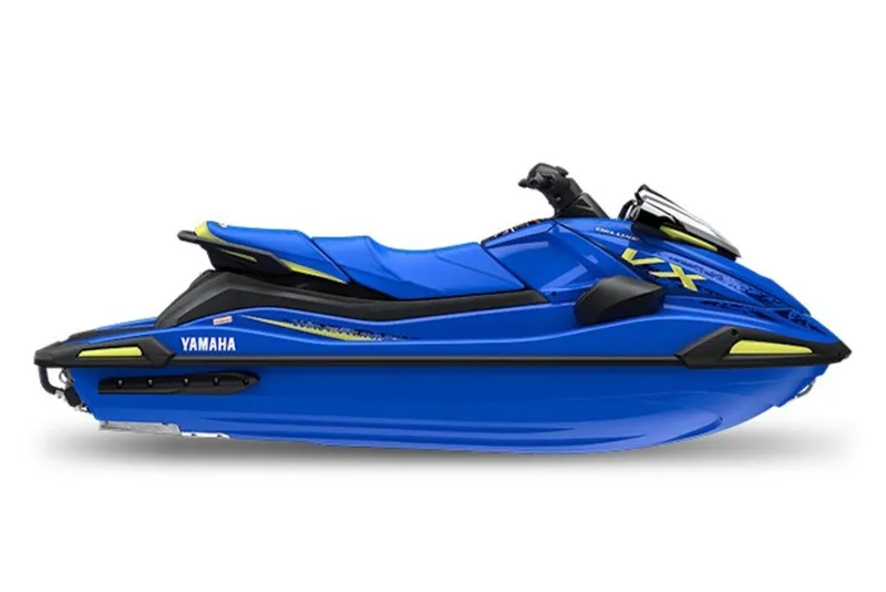 The Image of 2027 Yamaha WaveRunner VX Deluxe in vibrant blue, side view. - 1