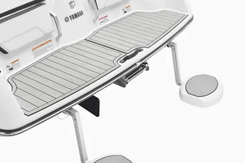 Slide: The Image of 2026 Yamaha Boats 252S swim platform with sleek design and integrated ladder. - 5
