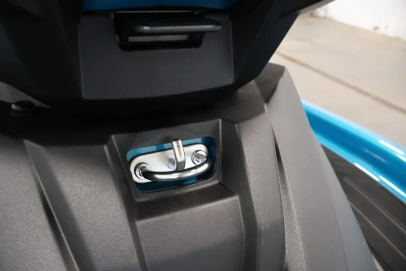 Slide: The Image of Close-up of 2027 Yamaha WaveRunner VX Limited's sleek black and blue design detail. - 19