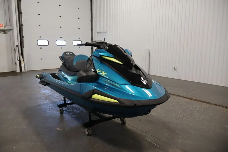 Slide: The Image of 2027 Yamaha WaveRunner VX Limited in a garage setting, showcasing sleek design and vibrant color. - 4