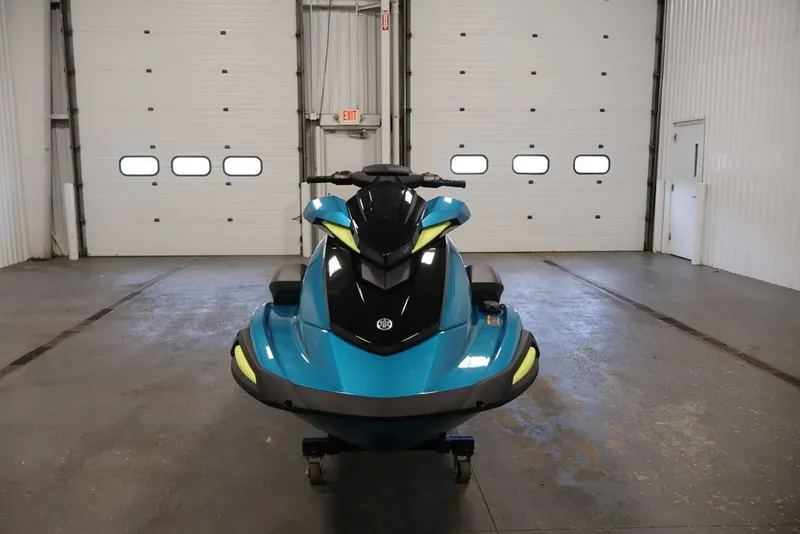 Slide: The Image of 2027 Yamaha WaveRunner VX Limited in a garage, front view. - 2