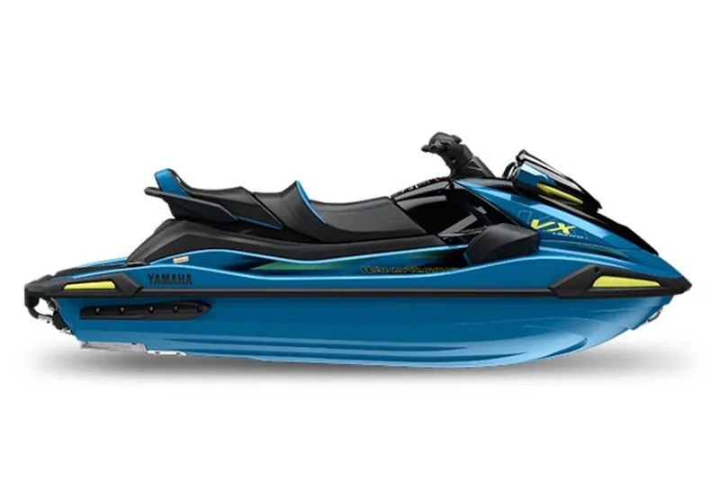 Slide: The Image of 2027 Yamaha WaveRunner VX Limited, sleek blue design, side view. - 1