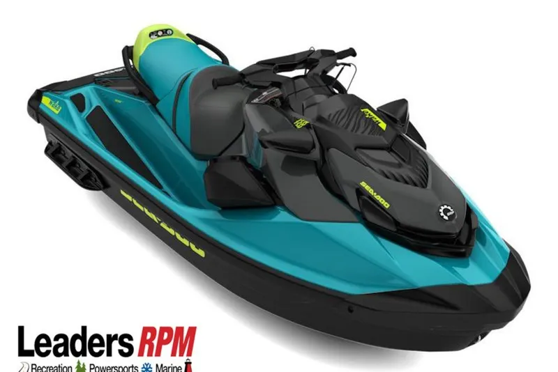 The Image of 2027 Sea-Doo Wake 170 jet ski in vibrant blue and black design. - 0