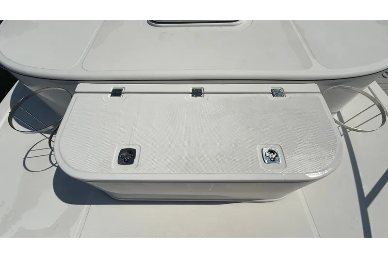 Slide: The Image of Deck storage compartment on a 2012 American Tug 365 boat. - 6