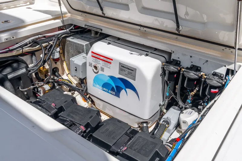 Slide: The Image of Engine compartment of a 2011 Boston Whaler 370 Outrage with Paguro 6000 generator. - 33
