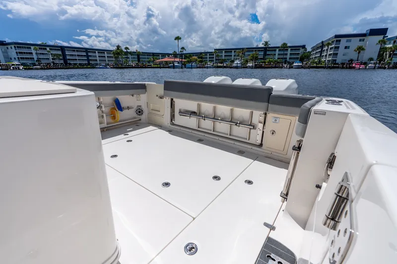 Slide: The Image of 2011 Boston Whaler 370 Outrage boat deck with waterfront view. - 54