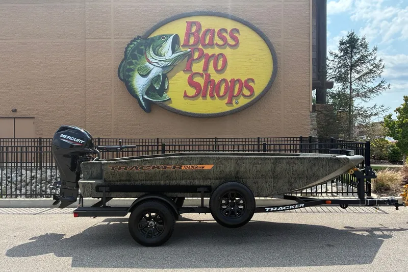 The Image of 2027 Tracker Grizzly 1553 Timber boat at Bass Pro Shops with Mercury engine. - 0