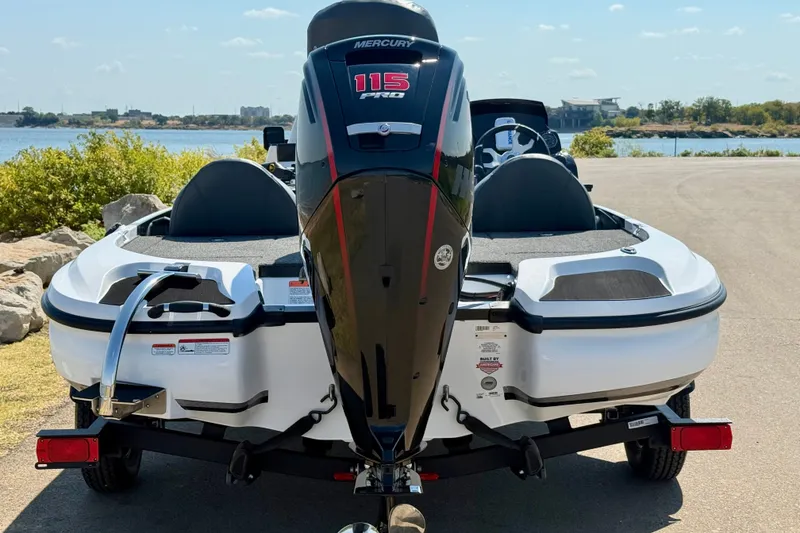 Slide: The Image of Rear view of a 2027 Nitro Z17 boat with Mercury 115 Pro XS engine. - 19