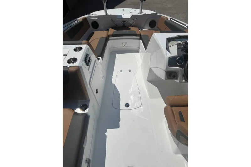 Slide: The Image of Interior view of a 2027 Tahoe 1950 boat, featuring spacious seating and modern design. - 7
