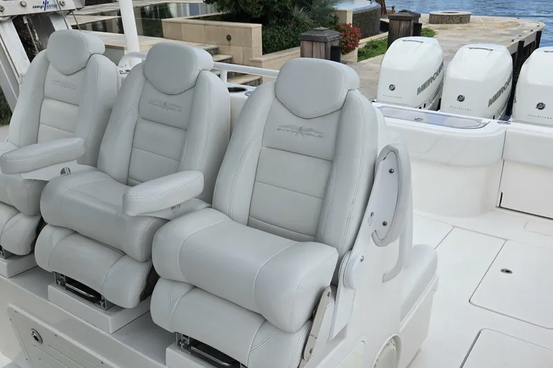 Slide: The Image of Luxurious seating on 2018 Invincible 39 Open Fisherman boat with powerful Mercury engines. - 15