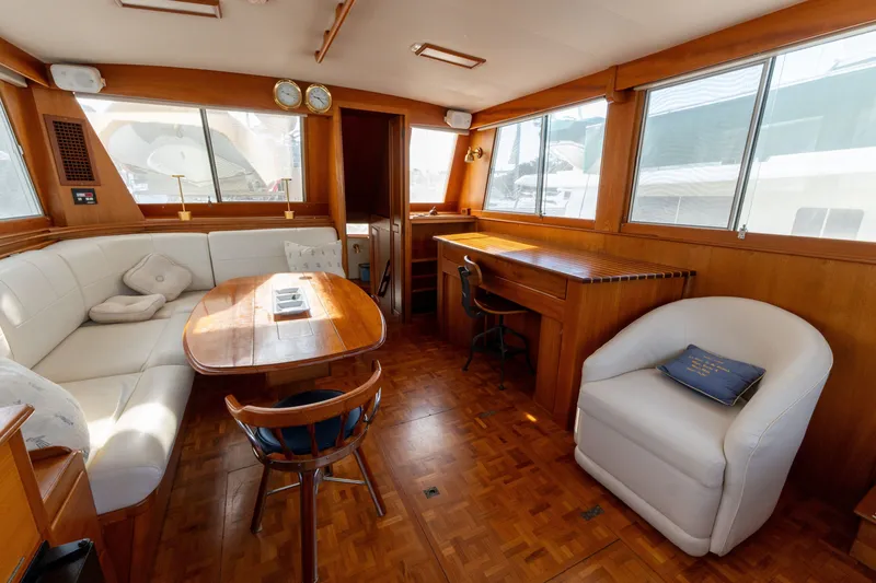 Slide: The Image of Luxurious interior of 1998 Grand Banks 46 Classic yacht with elegant wood finishes. - 19