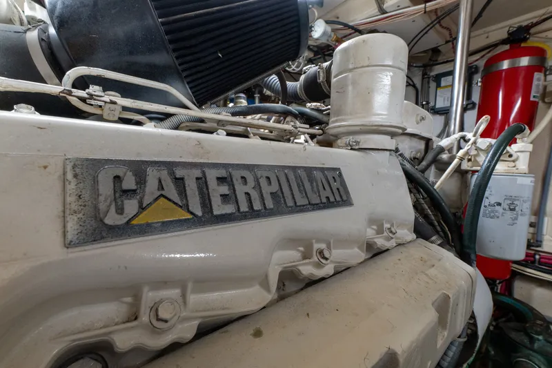 Slide: The Image of Caterpillar engine in 1998 Grand Banks 46 Classic yacht engine room. - 60