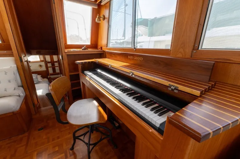 Slide: The Image of Interior of 1998 Grand Banks 46 Classic yacht with a Baby Grand piano. - 21