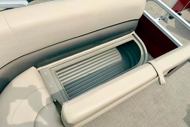 Slide: The Image of 2022 Sun Tracker Bass Buggy 18 DLX boat seat with open storage compartment. - 36
