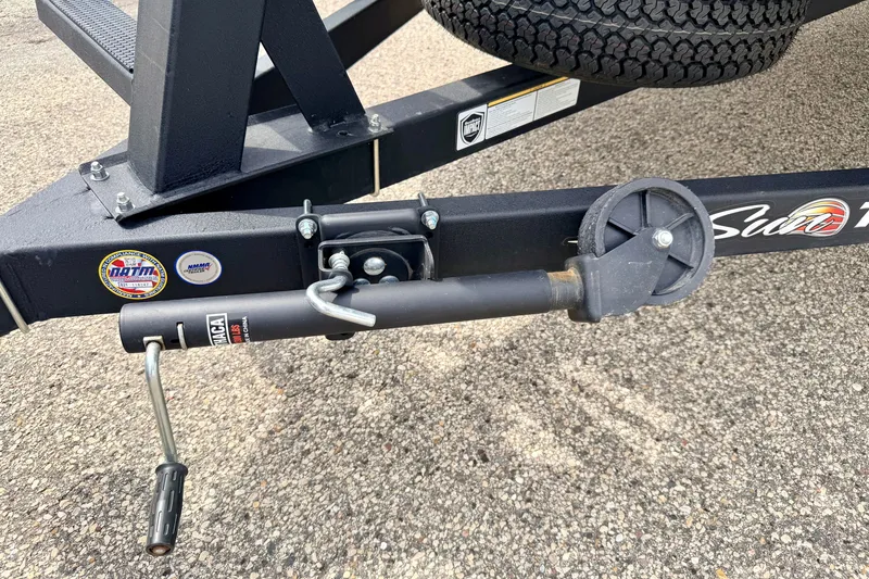Slide: The Image of Trailer hitch of 2022 Sun Tracker Bass Buggy 18 DLX on asphalt surface. - 73