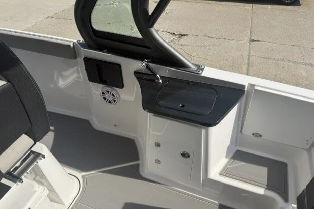 Slide: The Image of Interior view of 2027 Monterey Elite 27 OB boat, featuring sleek design and modern amenities. - 16