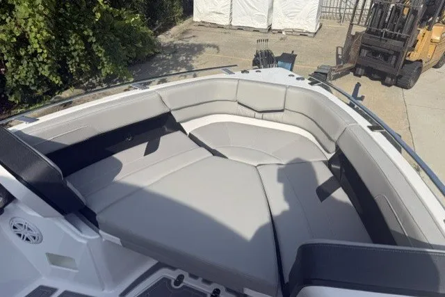 Slide: The Image of 2027 Monterey Elite 27 OB boat interior with spacious seating and modern design. - 13