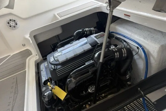 Slide: The Image of Engine compartment of a 2027 Monterey Elite 23 SD boat, showcasing modern design. - 21