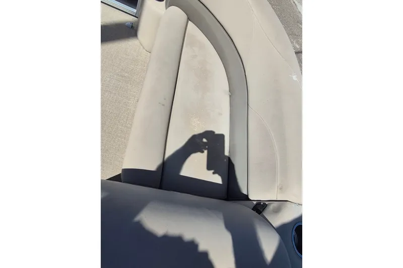 Slide: The Image of Beige seating on 2021 Avalon VLS 2080 QL boat with shadow and cup holder. - 19