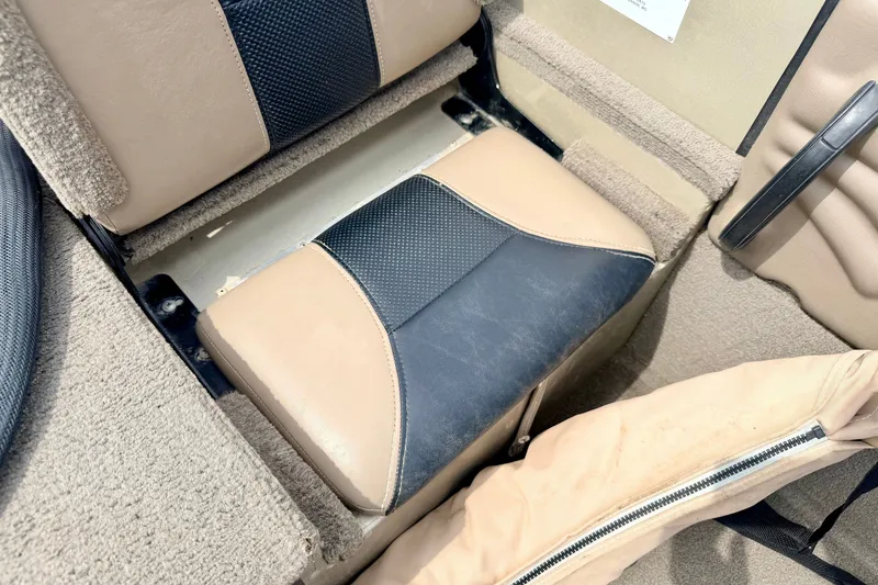 Slide: The Image of 2008 G3 Angler V185 FS boat interior with beige and black seating. - 76